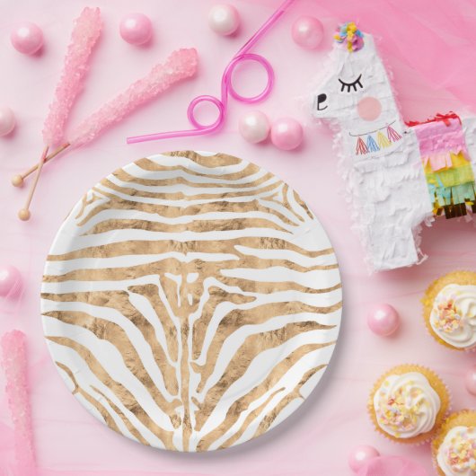 Rose Zebrahautmuster Pappteller (Party)