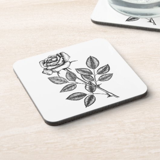 ROSE ZEICHN 2 GETRÄNKEUNTERSETZER (Linke Seite)