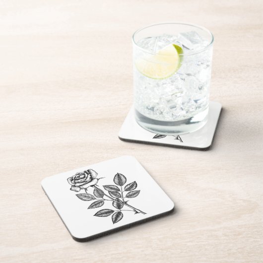 ROSE ZEICHN 2 GETRÄNKEUNTERSETZER (Rechte Seite)