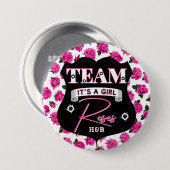 Rose zeigen Rose Gender-Baby-Dusche Button (Vorne & Hinten)