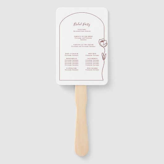 Rose-Zeremonie-Programm Hand-Fan Fächer (Rückseite)