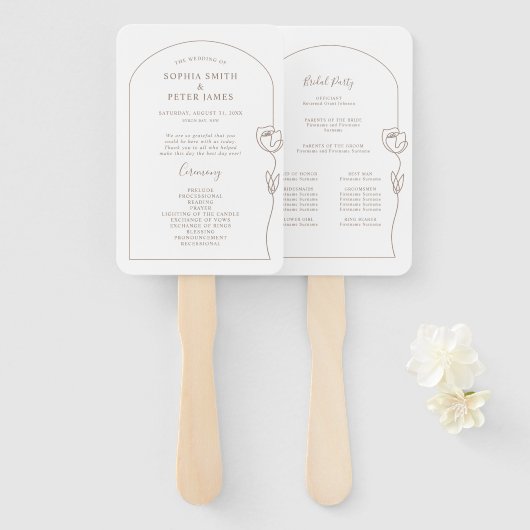 Rose-Zeremonie-Programm Hand-Fan Fächer (Vorne und Hinten)