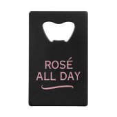Rosé Zitat rosa und schwarzer Flaschenöffner (Vorderseite)