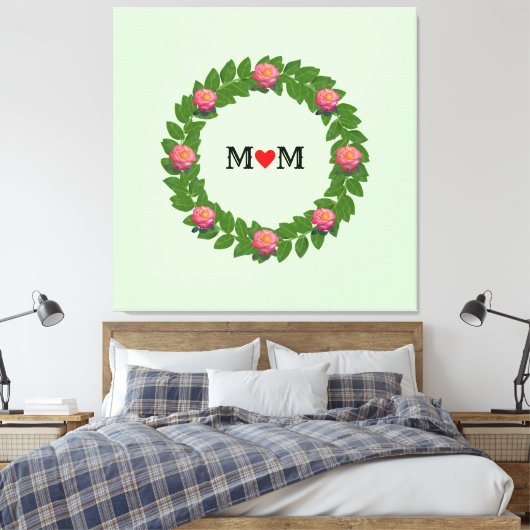 Rose zu Laurel Wreath Leinwanddruck (Insitu (Schlafzimmer))