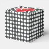 Rose zu Schwarz-Weiß-Gingham 2" Geschenkschachtel (Rückseite)