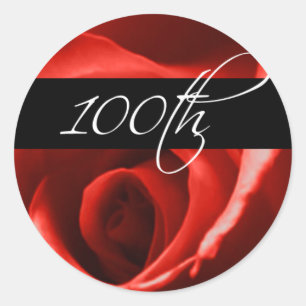 Rose zum 100. Geburtstag   100. Firmenjubiläum Runder Aufkleber