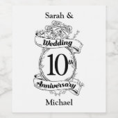 Rose zum 10. Hochzeitstag Weinetikett (Einzelnes Label)