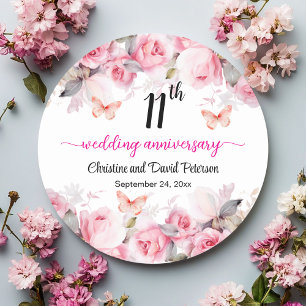 Rose zum 11. Hochzeitstag Runder Aufkleber