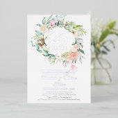 Rose zum 25. Hochzeitstag, Blumensilber Folieneinladung (Stehend vorne)