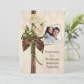 Rose zum 25. Hochzeitstag Einladung (Stehend Vorderseite)