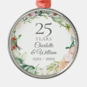 Rose zum 25. Hochzeitstag Ornament Aus Metall (Vorne)
