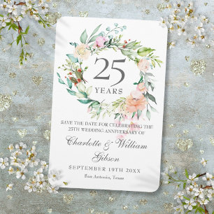 Rose zum 25. SilberJahrestag Save the Date floral Magnet