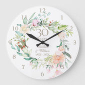 Rose zum 30. Geburtstag der Perle Große Wanduhr (Vorderseite)