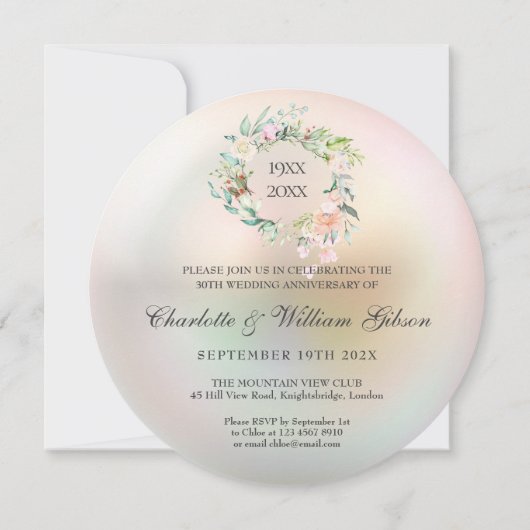 Rose zum 30. Hochzeitstag Einladung (Rückseite)