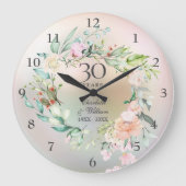 Rose zum 30. Hochzeitstag Große Wanduhr (Vorderseite)