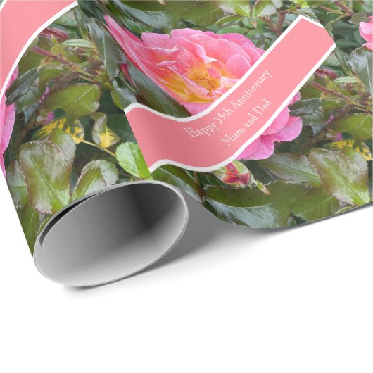 Rose zum 35. Hochzeitstag Geschenkpapier (Rolleneckpunkt)