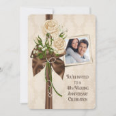Rose zum 40. Hochzeitstag Einladung (Vorderseite)