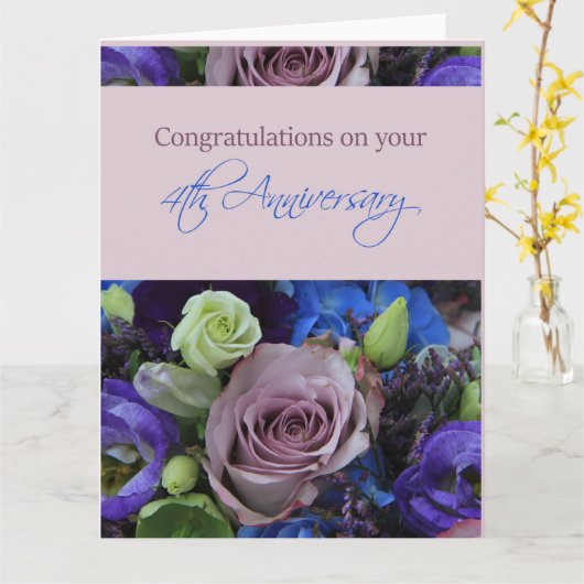 Rose zum 4. Jubiläum Karte (Gelbe Blume)