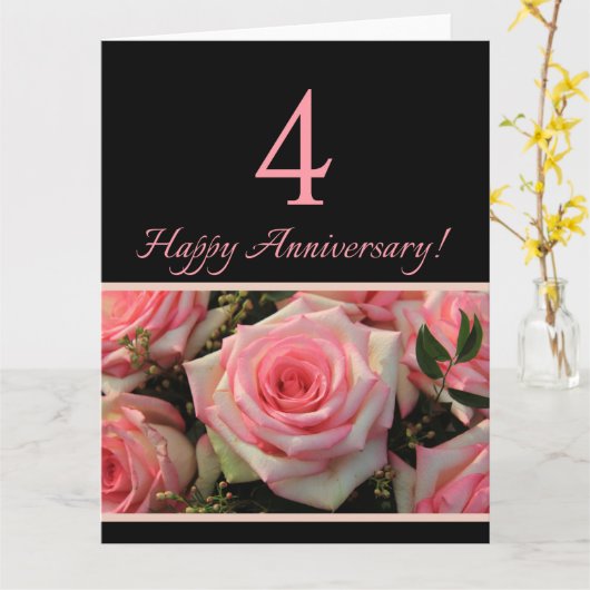 Rose zum 4. Jubiläum Karte (Gelbe Blume)