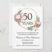 Rose zum 50. Geburtstag der Hochzeit Einladung (Vorderseite)