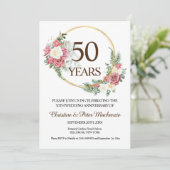 Rose zum 50. Geburtstag der Hochzeit Einladung (Stehend Vorderseite)