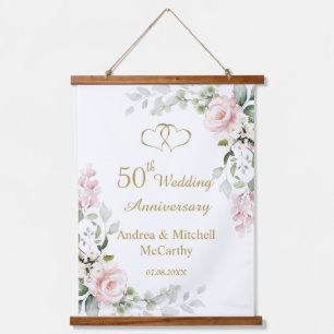 Rose zum 50. Hochzeitstag hören Tapisserie Wandteppich Mit Holzrahmen