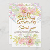 Rose zum 50. Hochzeitstag Party Dankeskarte (Vorne/Hinten)