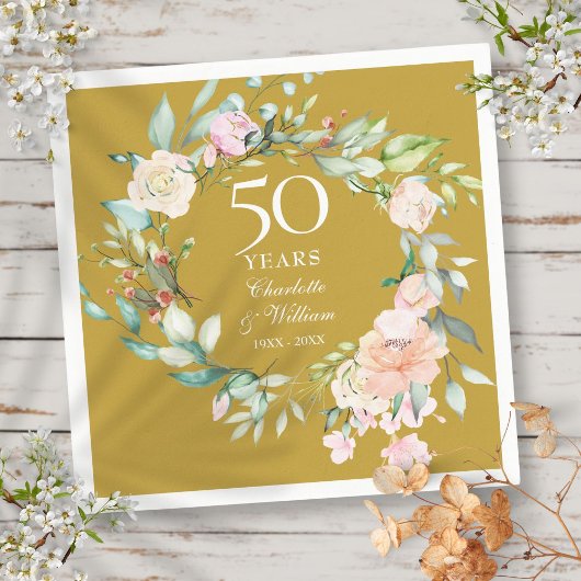 Rose zum 50. Hochzeitstag Serviette