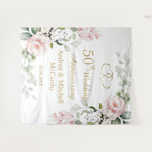 Rose zum 50. Hochzeitstag Wandteppich (Vorderseite (Horizontal))