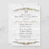 Rose zum 50. Jubiläum - weiße Einladung (Vorderseite)