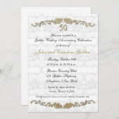 Rose zum 50. Jubiläum - weiße Einladung (Vorne/Hinten)