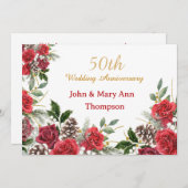 Rose zum 50. Winter zum Hochzeitstag Einladung (Vorne/Hinten)