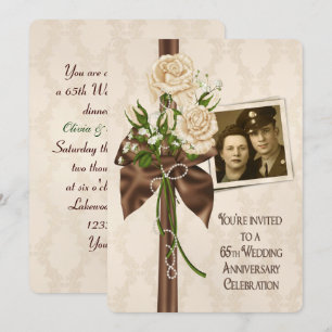 Rose zum 65. Hochzeitstag Einladung