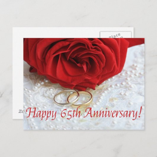 Rose zum 65. Jahrestag Postkarte (Vorne/Hinten)