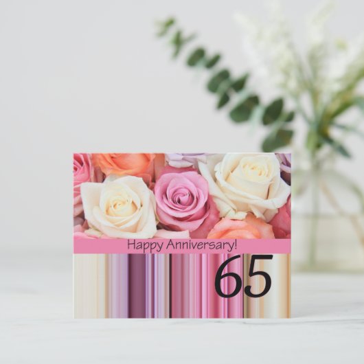 Rose zum 65. Jahrestag Postkarte (Stehend Vorderseite)