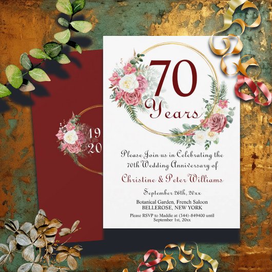 Rose zum 70. Geburtstag von Platinum Einladung