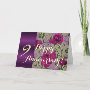 Rose zum 9. Hochzeitstag Karte
