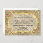 Rose zum antiken Gold Jubiläum Einladung (Vorne/Hinten)