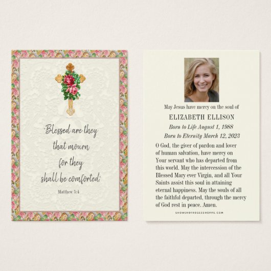 Rose zum christlichen Beerdigungsgebet (Vorne & Hinten)