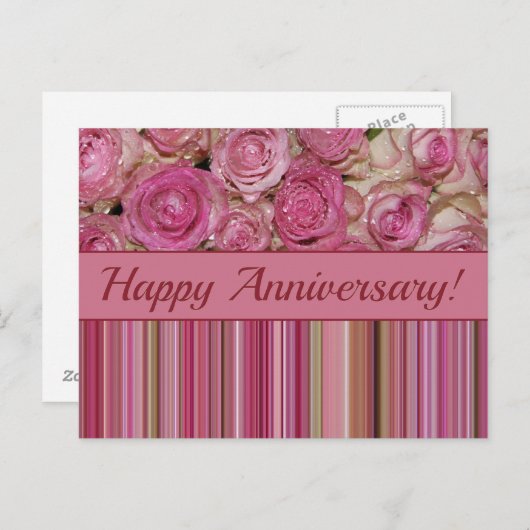 Rose zum glücklichen Jahrestag Postkarte (Vorne/Hinten)