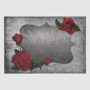 Rose zum grauen Grunge Plaque Decoupage Tissue Pap Seidenpapier