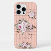 Rose zum Grid Personalize Name iPhone Case Hülle (Rückseite)