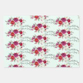 Rose zum Hochzeitburgund Wasserfarben hinzufügen N Geschenkpapier Set (Vorderseite 3)