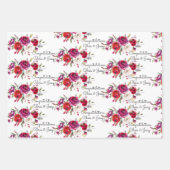 Rose zum Hochzeitburgund Wasserfarben hinzufügen N Geschenkpapier Set (Vorderseite)