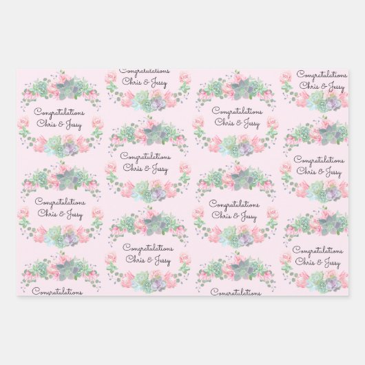 Rose zum Hochzeitshinzufügen Succulents 3 Geschenk Geschenkpapier Set (Vorderseite 3)