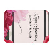 Rose zum Hochzeitstag, Streifen, Individuelle Name Magnet (Horizontal)