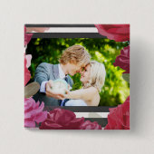 Rose zum Hochzeitstag, Streifen, kundenspezifische Button (Vorderseite)