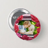 Rose zum Hochzeitstag, Streifen, kundenspezifische Button (Vorne & Hinten)