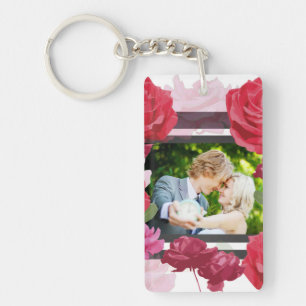 Rose zum Hochzeitstag, Streifen, kundenspezifische Schlüsselanhänger