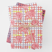 Rose zum Karierten Muster Geschenkpapier Set (Beispiel)